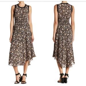 A.L.C Silk Floral High Low Hem Cutout Maxi Dress